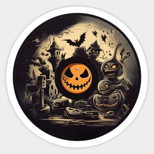 Halloween Vinyl Record Sticker